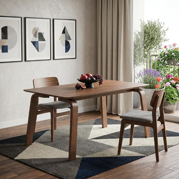 63 Inch Solid Wood Dining Table Seats Six for Modern Farmhouse Kitchen Centerpiece