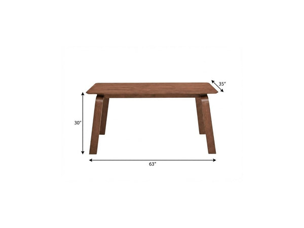 63 Inch Solid Wood Dining Table Seats Six for Modern Farmhouse Kitchen Centerpiece