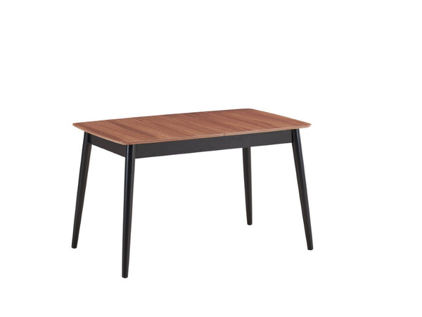 63 Inch Natural Wood Extendable Dining Table with Butterfly Leaf Two-tone Base
