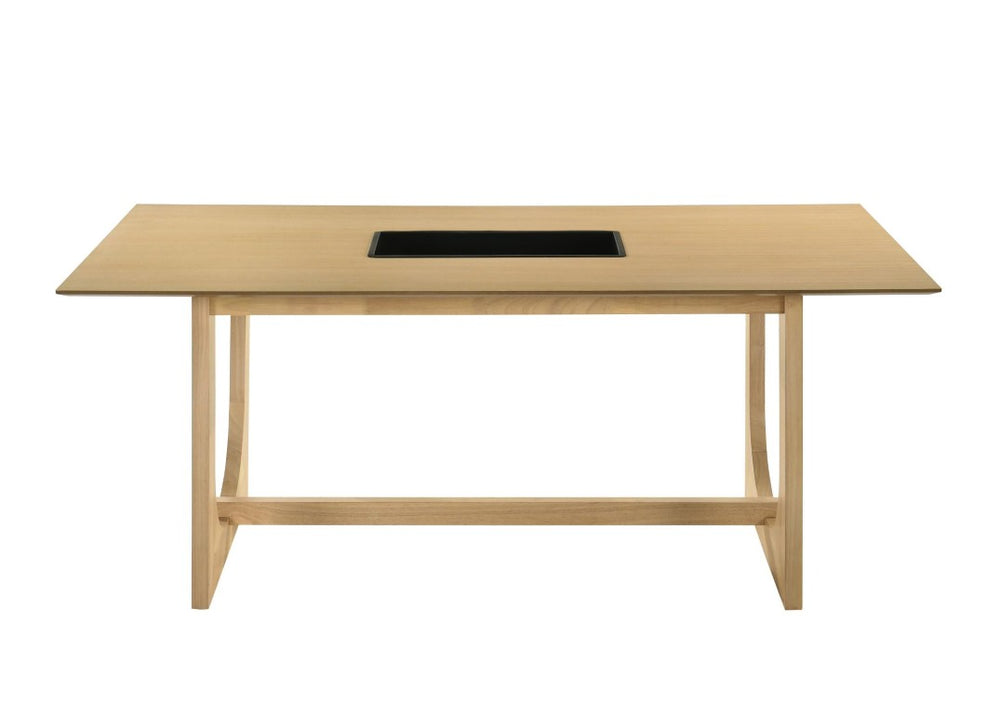 HomeRoots 71 Inch Solid Wood Trestle Base Dining Table for Farmhouse Kitchen Gatherings 631295