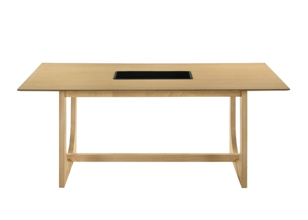 HomeRoots 71 Inch Solid Wood Trestle Base Dining Table for Farmhouse Kitchen Gatherings 631295