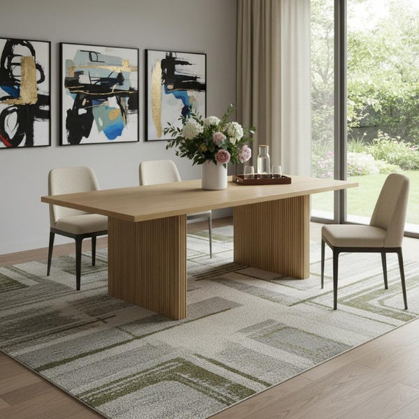 94 Inch Solid Wood Twin Pedestal Dining Table Seats Eight for Formal Gatherings