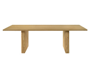 HomeRoots 94 Inch Solid Wood Twin Pedestal Dining Table Seats Eight for Formal Gatherings 631296