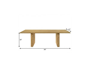 94 Inch Solid Wood Twin Pedestal Dining Table Seats Eight for Formal Gatherings