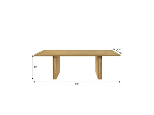94 Inch Solid Wood Twin Pedestal Dining Table Seats Eight for Formal Gatherings
