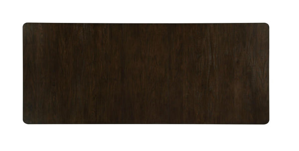 78 Inch Extendable Two Pedestal Dining Table in Walnut Finish with Removable Leaf