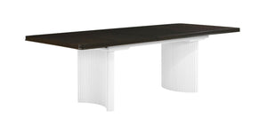 78 Inch Extendable Two Pedestal Dining Table in Walnut Finish with Removable Leaf