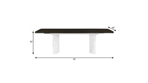 78 Inch Extendable Two Pedestal Dining Table in Walnut Finish with Removable Leaf