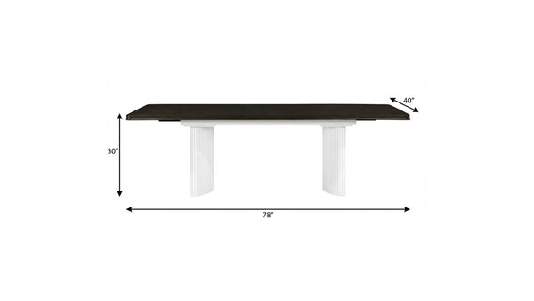 78 Inch Extendable Two Pedestal Dining Table in Walnut Finish with Removable Leaf