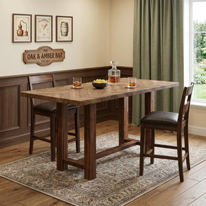 71 Inch Solid Wood Rectangular Bar Table for Kitchen Dining and Entertaining Spaces