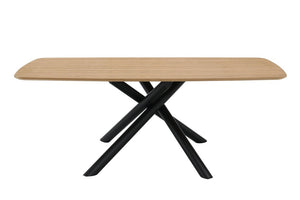 HomeRoots 79 Inch Natural Wood Iron Cross Leg Dining Table Seats Eight Industrial Style 631299