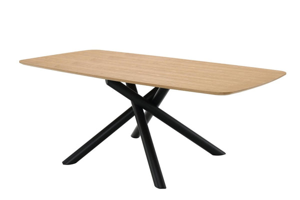 79 Inch Natural Wood Iron Cross Leg Dining Table Seats Eight Industrial Style