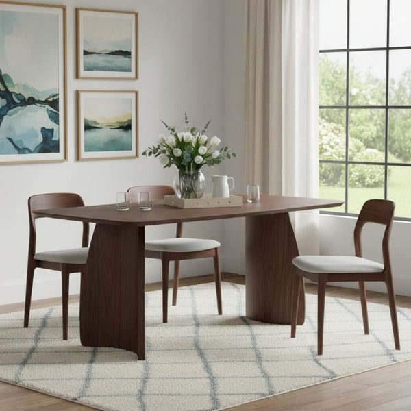 71 Inch Walnut Finished Double Pedestal Dining Table for Elegant Gathering Spaces