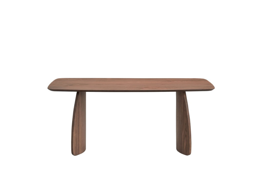 HomeRoots 71 Inch Walnut Finished Double Pedestal Dining Table for Elegant Gathering Spaces 631300