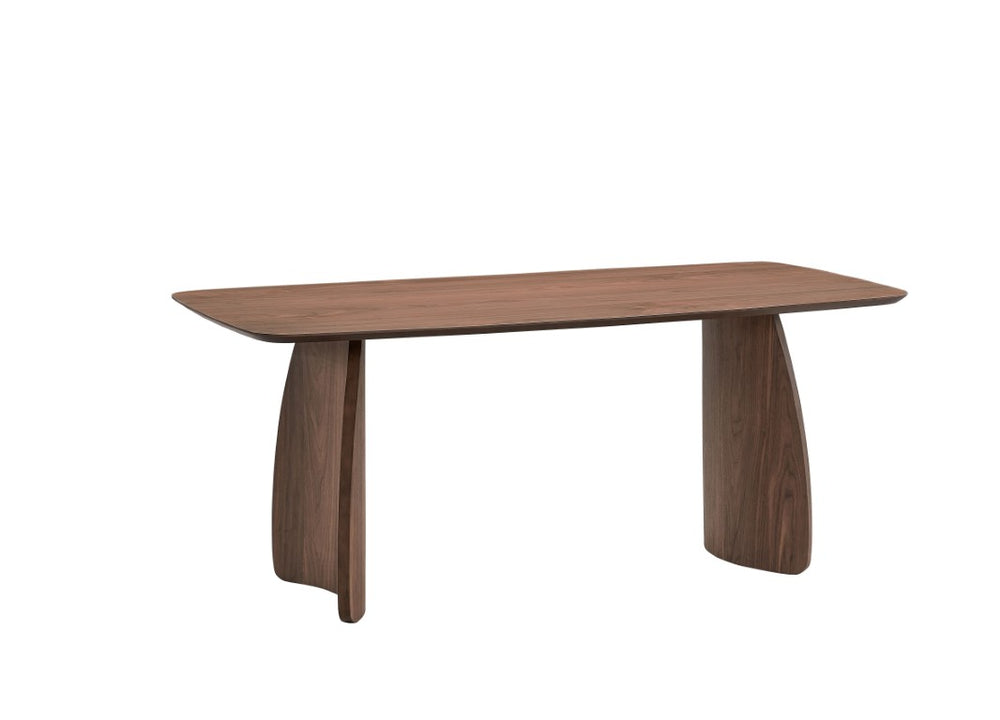 HomeRoots 71 Inch Walnut Finished Double Pedestal Dining Table for Elegant Gathering Spaces 631300