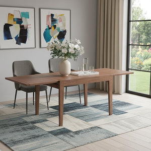 47 Inch Walnut Finish Extendable Dining Table with Hidden Self-storing Leaf Included