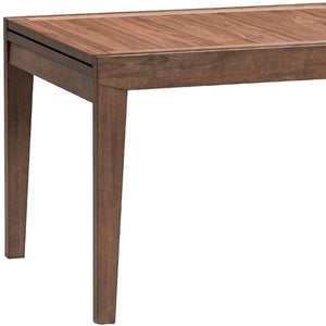 47 Inch Walnut Finish Extendable Dining Table with Hidden Self-storing Leaf Included
