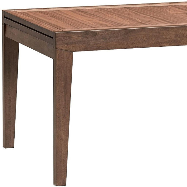 47 Inch Walnut Finish Extendable Dining Table with Hidden Self-storing Leaf Included