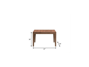 47 Inch Walnut Finish Extendable Dining Table with Hidden Self-storing Leaf Included