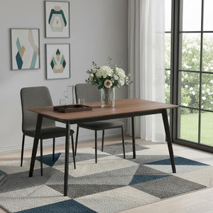 59 Inch Wood Dining Table Seats Four with Modern Style for Kitchen Gatherings