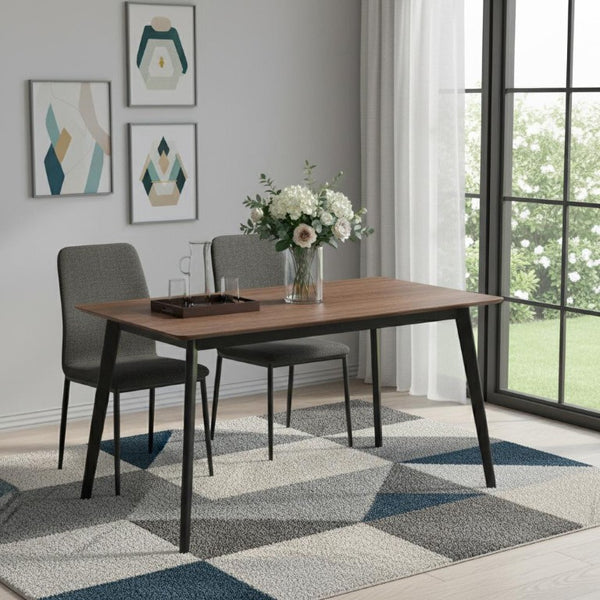 59 Inch Wood Dining Table Seats Four with Modern Style for Kitchen Gatherings