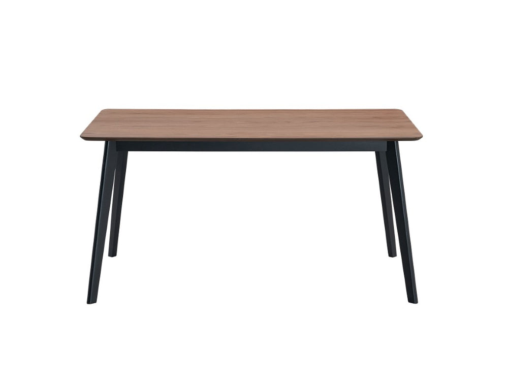 HomeRoots 59 Inch Wood Dining Table Seats Four with Modern Style for Kitchen Gatherings Walnut / Black 631302