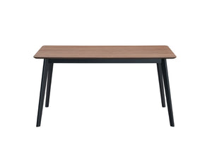 HomeRoots 59 Inch Wood Dining Table Seats Four with Modern Style for Kitchen Gatherings Walnut / Black 631302