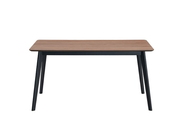 HomeRoots 59 Inch Wood Dining Table Seats Four with Modern Style for Kitchen Gatherings Walnut / Black 631302