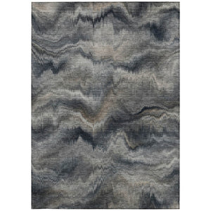 HomeRoots 5' Gray and Silver Abstract Washable Area Rug for Indoor and Outdoor Spaces – Durable, Modern Design 5' X 8' 631306