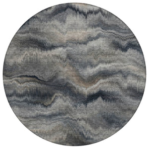 HomeRoots 5' Gray and Silver Abstract Washable Area Rug for Indoor and Outdoor Spaces – Durable, Modern Design 8' Round 631307