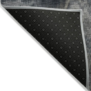 HomeRoots 5' Gray and Silver Abstract Washable Area Rug for Indoor and Outdoor Spaces – Durable, Modern Design 8' Round 631307