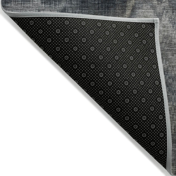 HomeRoots 5' Gray and Silver Abstract Washable Area Rug for Indoor and Outdoor Spaces – Durable, Modern Design 8' Round 631307