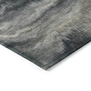 HomeRoots 5' Gray and Silver Abstract Washable Area Rug for Indoor and Outdoor Spaces – Durable, Modern Design 8' Round 631307