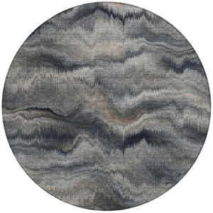 HomeRoots 5' Gray and Silver Abstract Washable Area Rug for Indoor and Outdoor Spaces – Durable, Modern Design 8' Round 631307