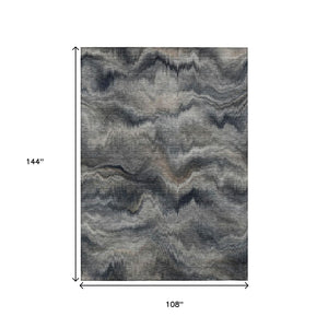 HomeRoots 5' Gray and Silver Abstract Washable Area Rug for Indoor and Outdoor Spaces – Durable, Modern Design 9' X 12' 631309
