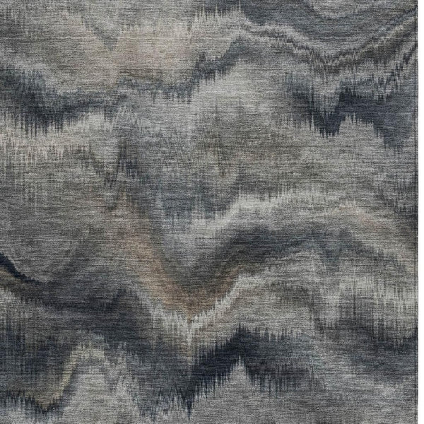HomeRoots 5' Gray and Silver Abstract Washable Area Rug for Indoor and Outdoor Spaces – Durable, Modern Design 9' X 12' 631309