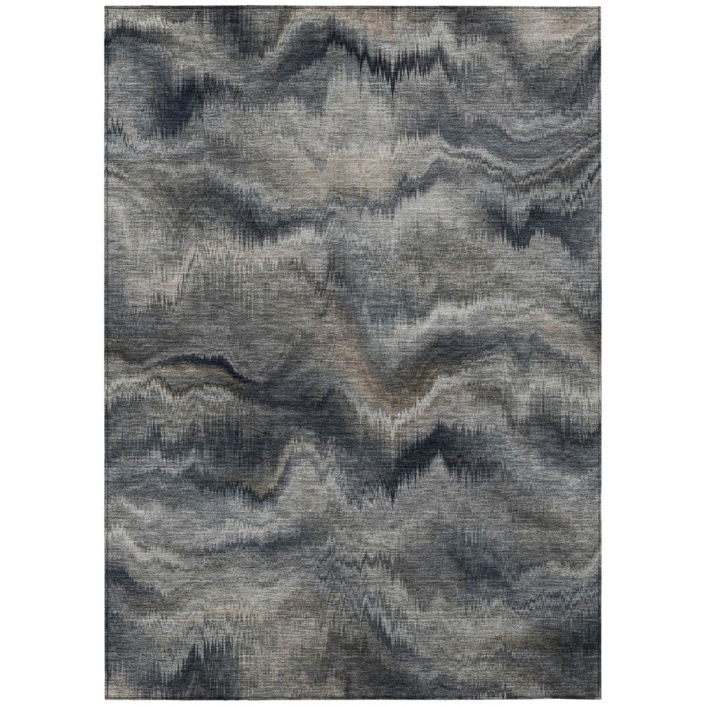 HomeRoots 5' Gray and Silver Abstract Washable Area Rug for Indoor and Outdoor Spaces – Durable, Modern Design 10' X 14' 631310