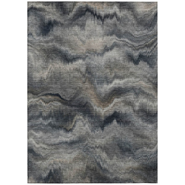 HomeRoots 5' Gray and Silver Abstract Washable Area Rug for Indoor and Outdoor Spaces – Durable, Modern Design 10' X 14' 631310