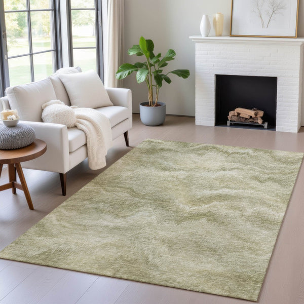 HomeRoots 5' Stylish Sage and Ivory Abstract Area Rug - Durable, Washable Design for Indoor and Outdoor Use 5' X 8' 631312