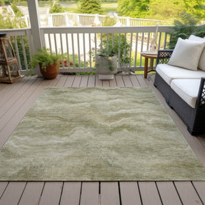 HomeRoots 5' Stylish Sage and Ivory Abstract Area Rug - Durable, Washable Design for Indoor and Outdoor Use 5' X 8' 631312