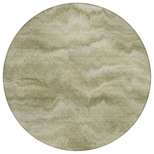 HomeRoots 5' Stylish Sage and Ivory Abstract Area Rug - Durable, Washable Design for Indoor and Outdoor Use 8' Round 631313