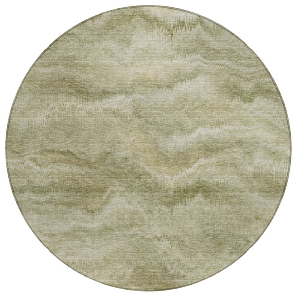HomeRoots 5' Stylish Sage and Ivory Abstract Area Rug - Durable, Washable Design for Indoor and Outdoor Use 8' Round 631313