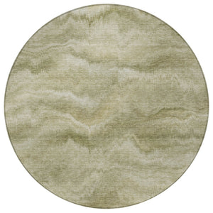 HomeRoots 5' Stylish Sage and Ivory Abstract Area Rug - Durable, Washable Design for Indoor and Outdoor Use 8' Round 631313