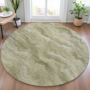 HomeRoots 5' Stylish Sage and Ivory Abstract Area Rug - Durable, Washable Design for Indoor and Outdoor Use 8' Round 631313