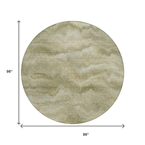 HomeRoots 5' Stylish Sage and Ivory Abstract Area Rug - Durable, Washable Design for Indoor and Outdoor Use 8' Round 631313