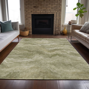 HomeRoots 5' Stylish Sage and Ivory Abstract Area Rug - Durable, Washable Design for Indoor and Outdoor Use 8' X 10' 631314