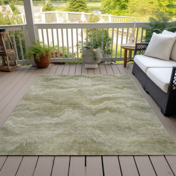 HomeRoots 5' Stylish Sage and Ivory Abstract Area Rug - Durable, Washable Design for Indoor and Outdoor Use 8' X 10' 631314