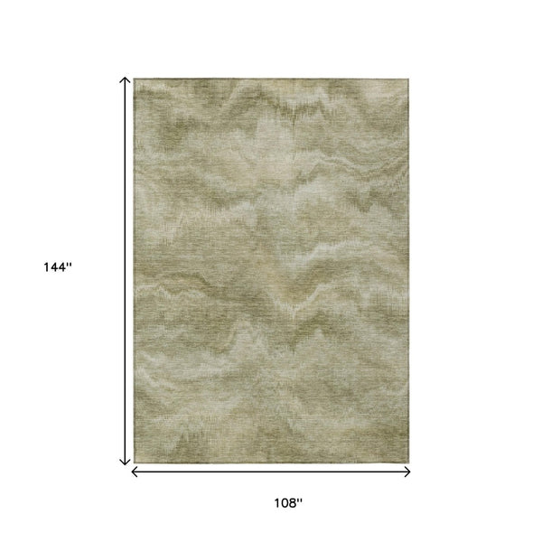 HomeRoots 5' Stylish Sage and Ivory Abstract Area Rug - Durable, Washable Design for Indoor and Outdoor Use 9' X 12' 631315