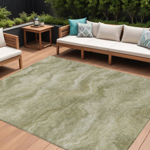 HomeRoots 5' Stylish Sage and Ivory Abstract Area Rug - Durable, Washable Design for Indoor and Outdoor Use 9' X 12' 631315