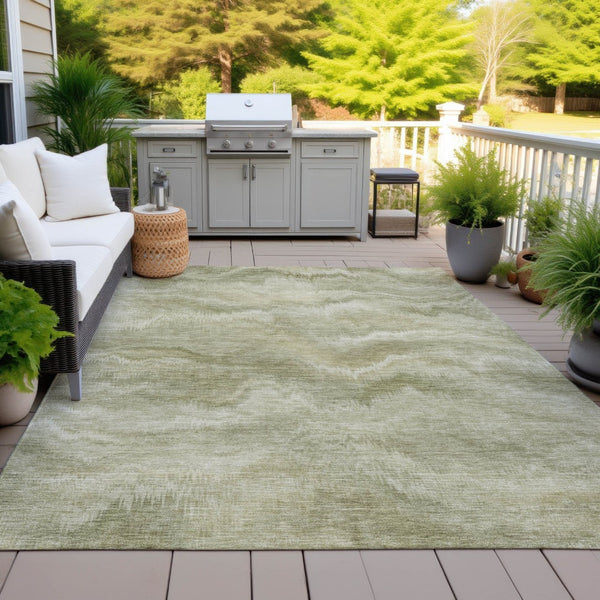 HomeRoots 5' Stylish Sage and Ivory Abstract Area Rug - Durable, Washable Design for Indoor and Outdoor Use 9' X 12' 631315